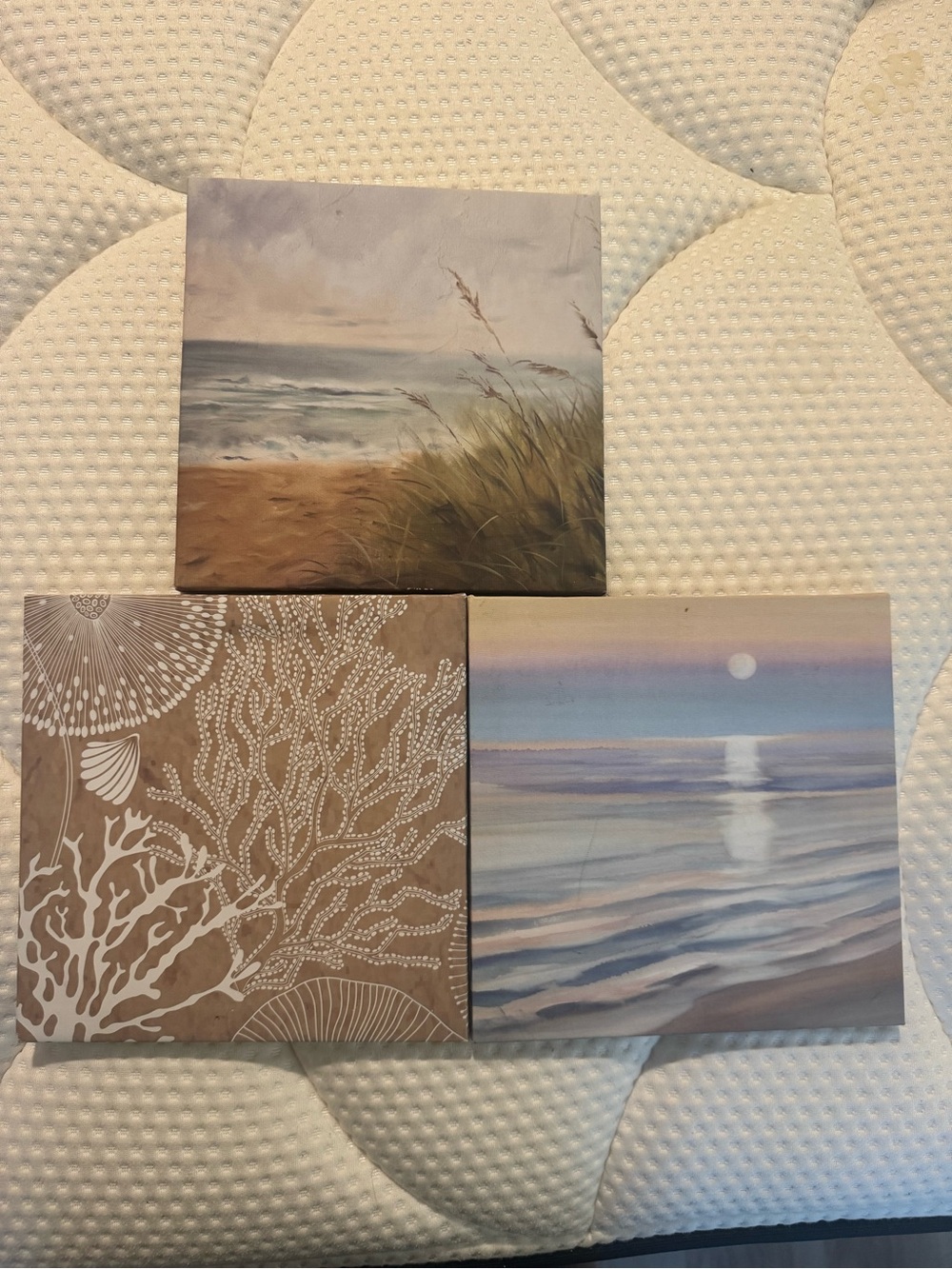 Coastal Tranquility Set - Neutral & Blue Beach Wall Art